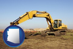 arizona map icon and excavation project equipment