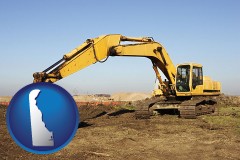 delaware map icon and excavation project equipment