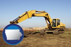 iowa map icon and excavation project equipment