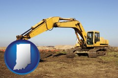 indiana map icon and excavation project equipment
