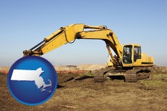 massachusetts map icon and excavation project equipment