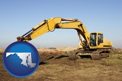 maryland map icon and excavation project equipment
