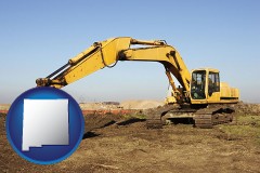 new-mexico map icon and excavation project equipment