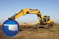 oklahoma map icon and excavation project equipment