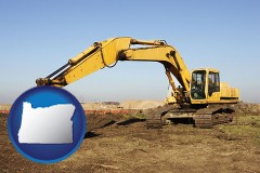 oregon map icon and excavation project equipment