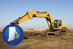 rhode-island map icon and excavation project equipment
