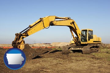 excavation project equipment - with Iowa icon