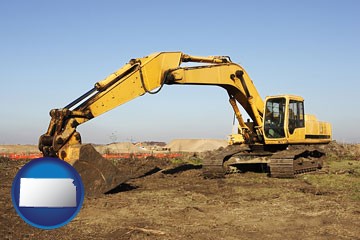 excavation project equipment - with Kansas icon
