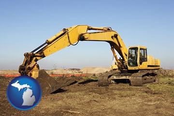 excavation project equipment - with Michigan icon