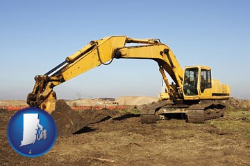 excavation project equipment - with Rhode Island icon