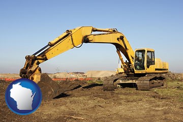 excavation project equipment - with Wisconsin icon